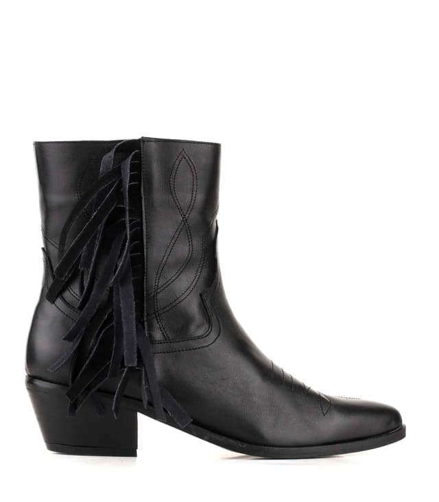Bota texana de cuero con flecos