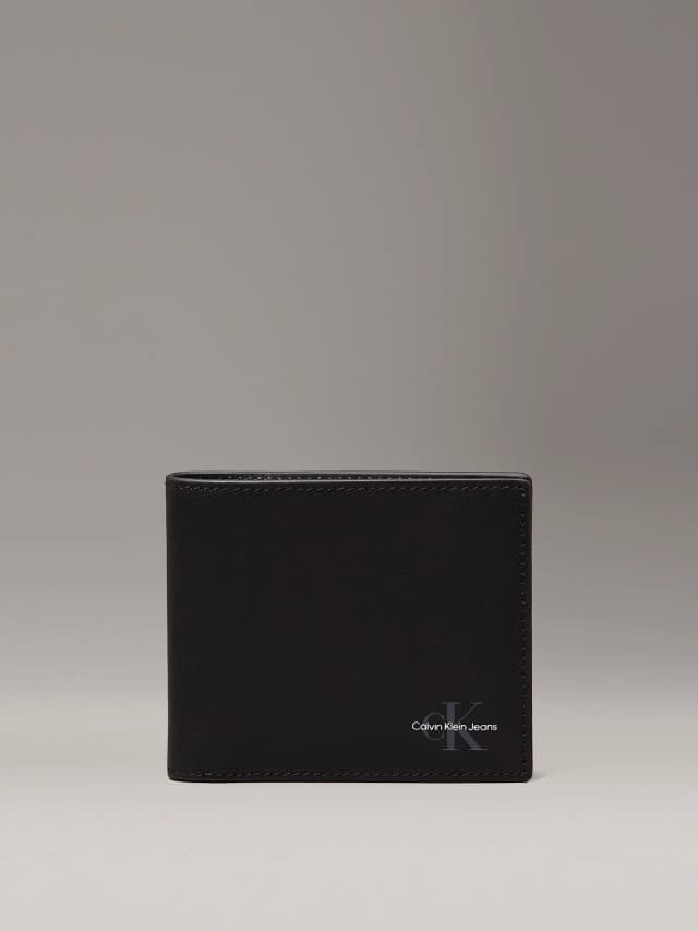 Billetera con logo grabado bifold de cuero