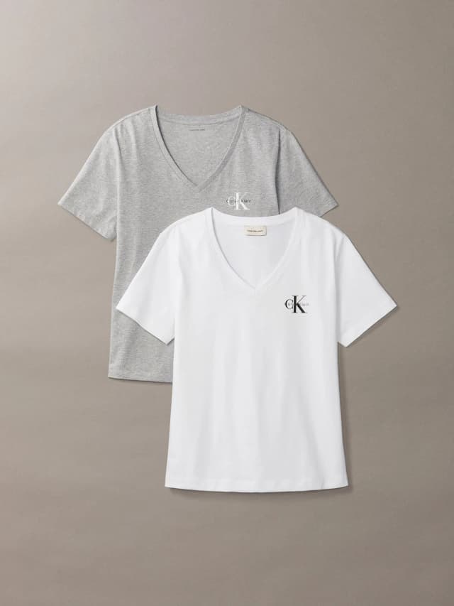Pack de 2 remeras cuello en V Blanco y Gris — imagen 2