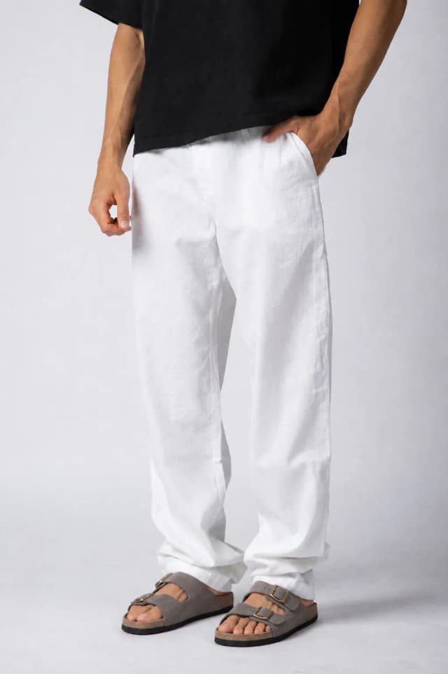 Pantalon Lino Taranis Blanco