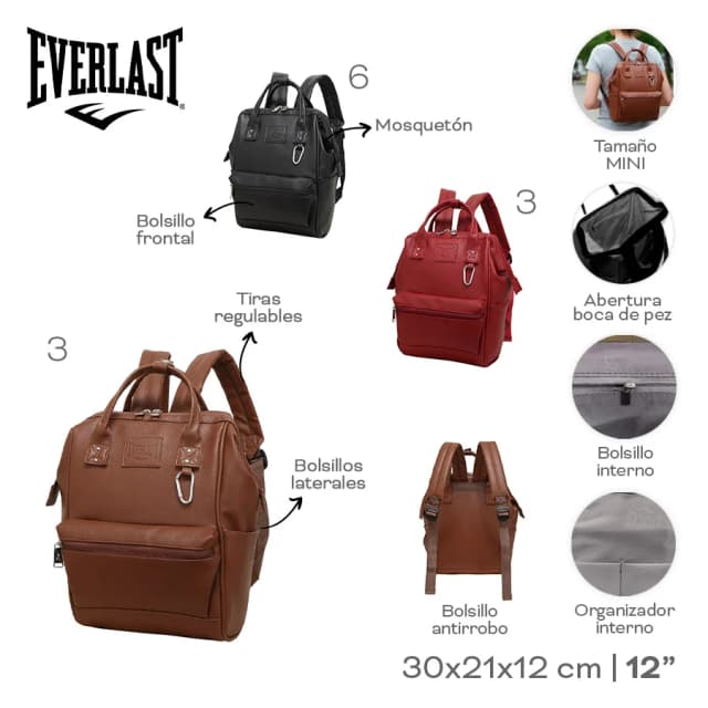 Mochila cartera everlast eco cuero