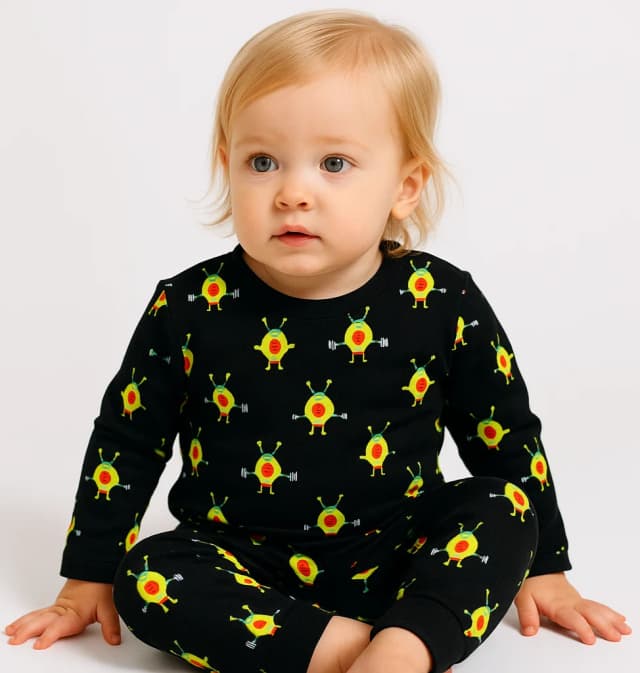 Conjunto Pijama estampado manga larga Palta Negro