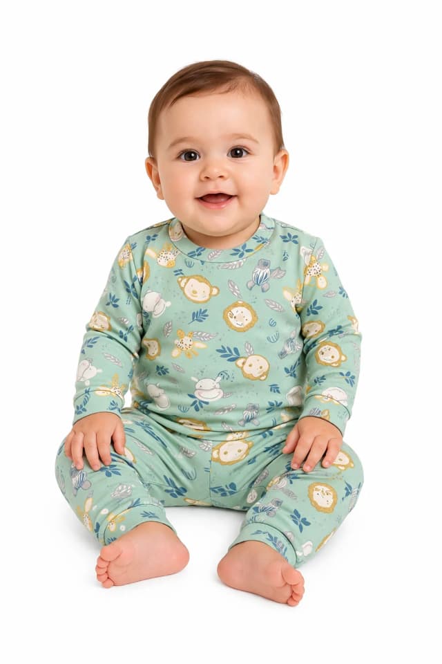 Conjunto Pijama estampado Animalitos verde