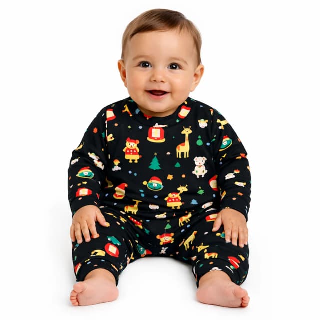 Conjunto Pijama estampado Animalitos negro