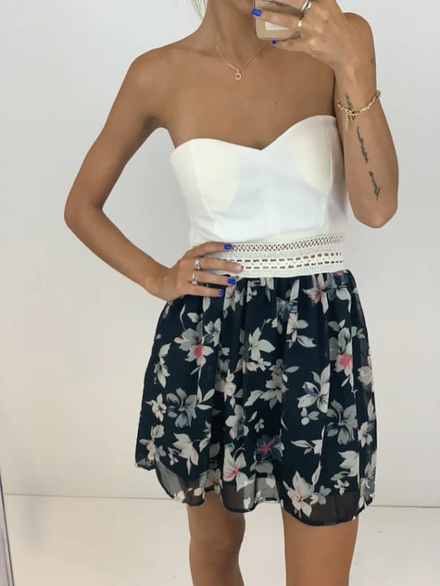 VESTIDO GASA CREPE COMBINADO (V716)