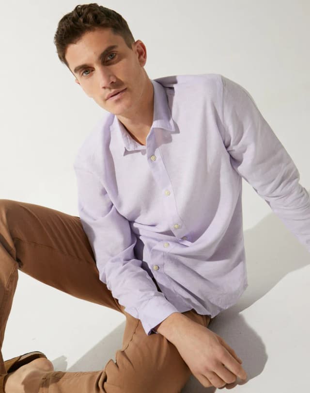 Camisa regular lino HELECHOS