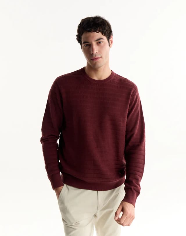 Sweater cuello redondo tramado BERGEN
