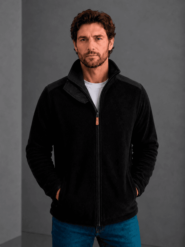 Campera Polar Clasica Negro Hombre