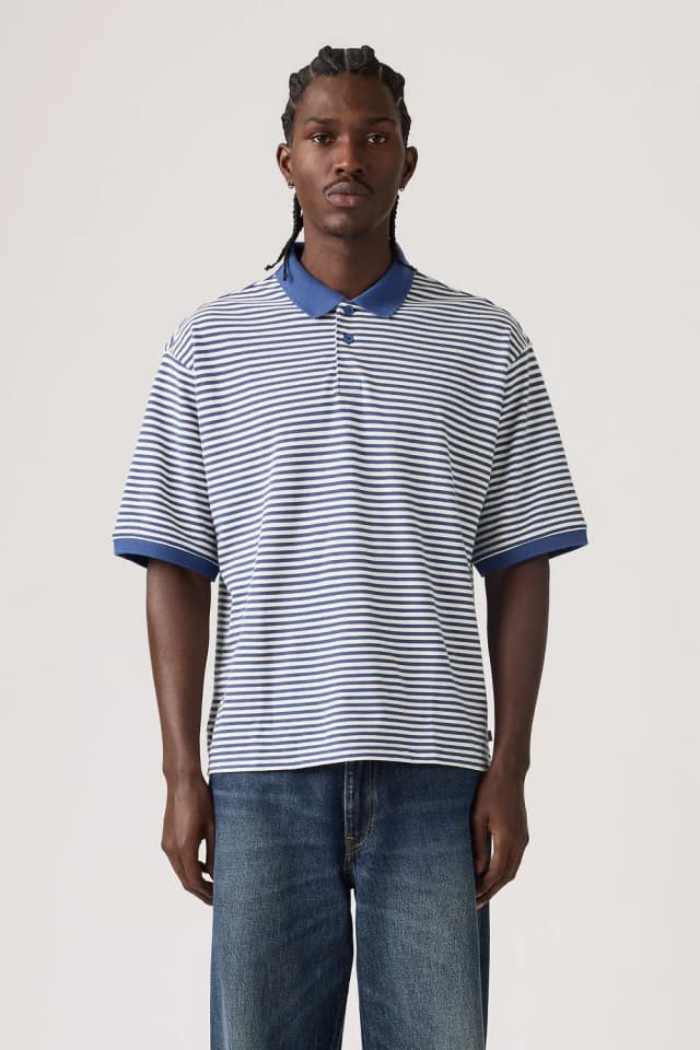 Boxy classic polo stripe sunshine