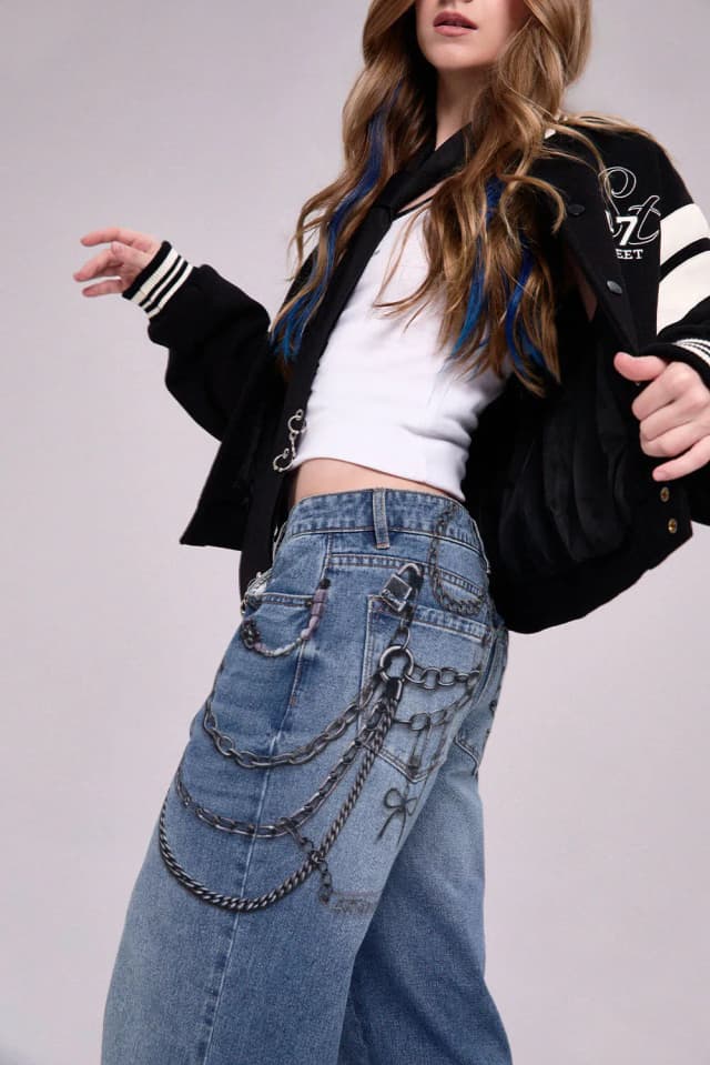 JEAN WIDE LEG CHAIN